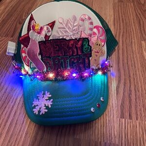 Festive Merry & Bright Hat with Lights